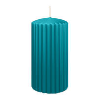 RILLEN KERZEN Azurblau 150 x Ø 80 mm, 4 Stück - Hellblau, Paraffin (8/15/15cm) - Wiedemann Kerzen