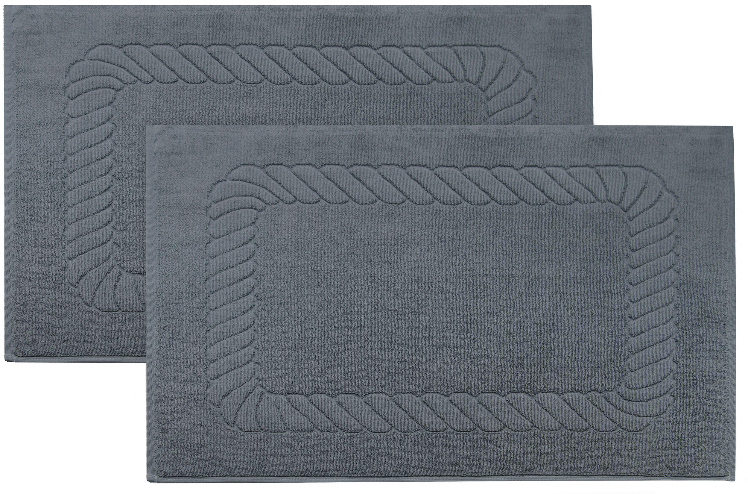 BADEMATTE, 2er-Set, 50x70 cm, 100% Baumwolle, Grau - Grau, Textil (50/70cm) - Zollner