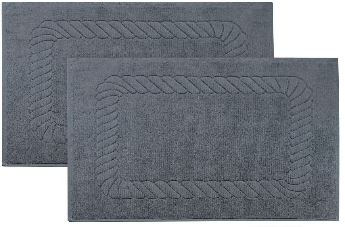 BADEMATTE, 2er-Set, 50x70 cm, 100% Baumwolle, Grau - Grau, Textil (50/70cm) - Zollner