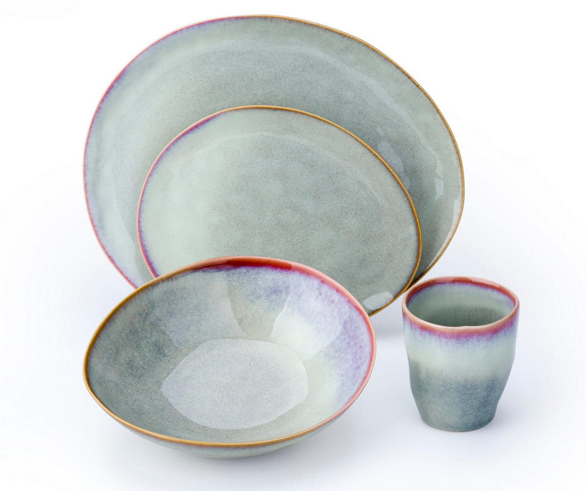 GESCHIRRSET12-TEILIG GESCHIRRSETTrentino 12-teilig / 4 Personen - 4 Speiseteller, 4 FRÜHSTÜCKTELLER und 4 Suppenschalen - Grün, Keramik (2/2/1cm) - Cosy & Trendy