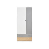 KINDERKLEIDERSCHRANK POKO 3 80/190/50 cm in Biskuiteiche / Weiß Lux / Grau - Eichefarben/Weiß, Holzwerkstoff (80/190/50cm) - Deine Möbel 24