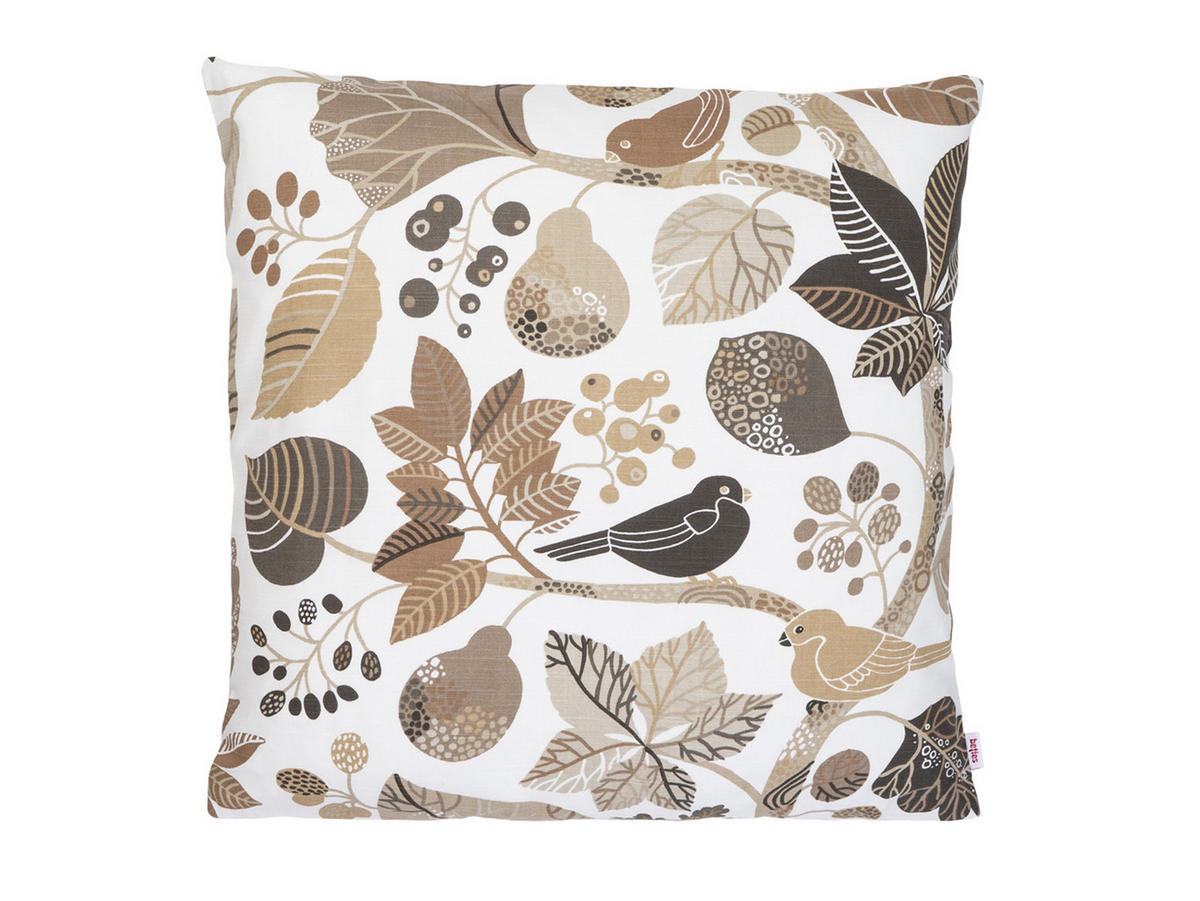 KISSENHÜLLE Zauberwald elfenbein-taupe Baumwolle 50/50 cm - Taupe/Ecru, Textil (50/50cm) - beties Heimtextil
