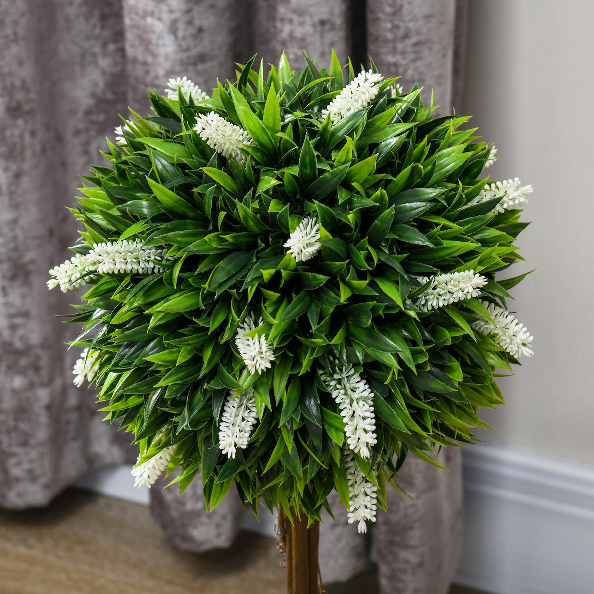 KUNSTPFLANZE Lavendel 2er-Set Künstliche Pflanzen 60 cm Zimmerpflanze Weiß - Weiß/Braun, Kunststoff (60cm) - HOMCOM