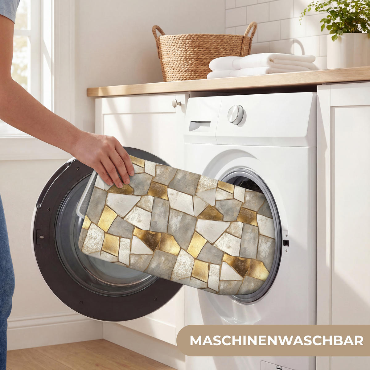 WC PŘEDLOŽKA Mozaika - Mramor - Zlato 50x80 cm - šampaňská, textil/plast (50/1cm) - OnlyWow