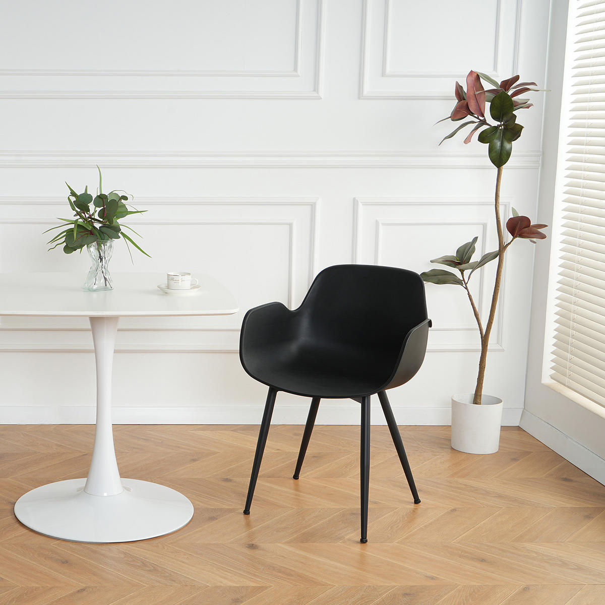 ESSZIMMERSTUHL - 2er-Set - Schwarz, Kunststoff/Metall (55/79/54cm) - home24