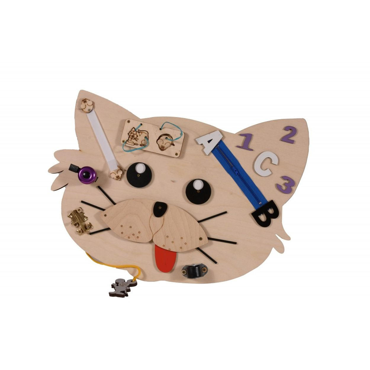MOTORIKSPIELZEUG Lernboard Tierfiguren bunt Holz, Tierfiguren, Zahnräder, Klingel, Selbstverschluss, Motorik - Multicolor, Holz (37/6/49cm) - Moni