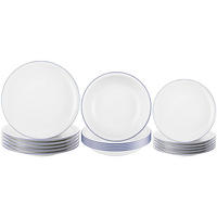 TELLER-SET Compact Blaurand weiß-blau 18er Set - Blau/Weiß, Keramik (2/2/2cm) - Seltmann Weiden