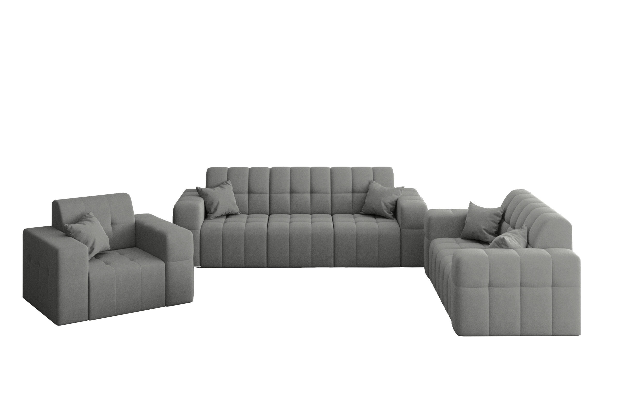 SITZGARNITUR NIMES 3-2-1 Stoff Portland Anthrazit - Anthrazit, Holz/Textil (92/82/245cm) - Kaiser Möbel
