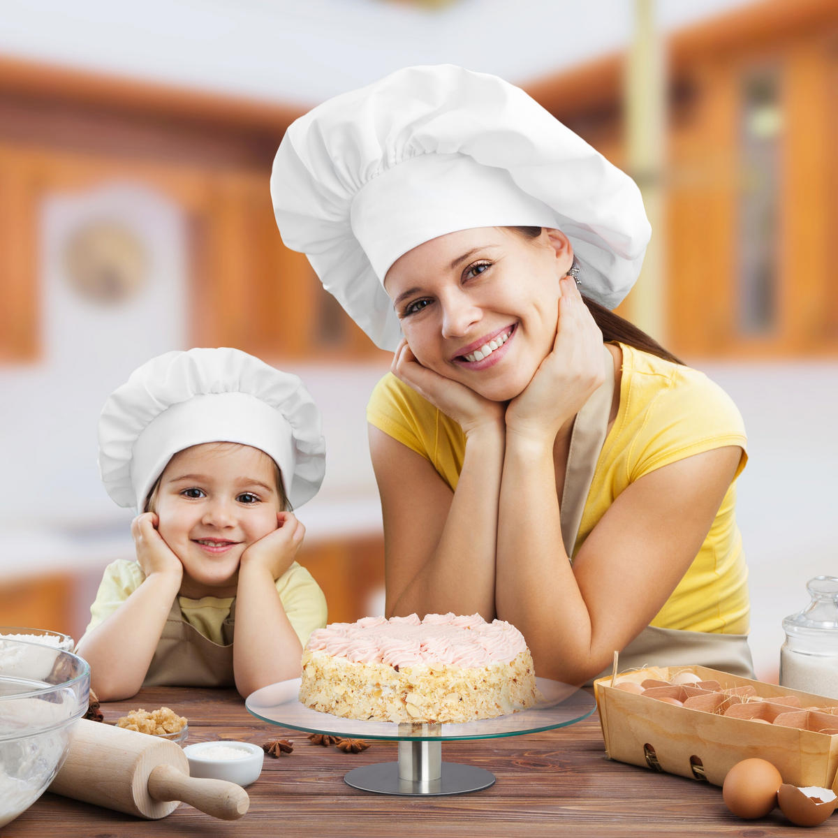 TORTENPLATTE - Transparent, Glas/Metall (30/7/30cm) - Relaxdays