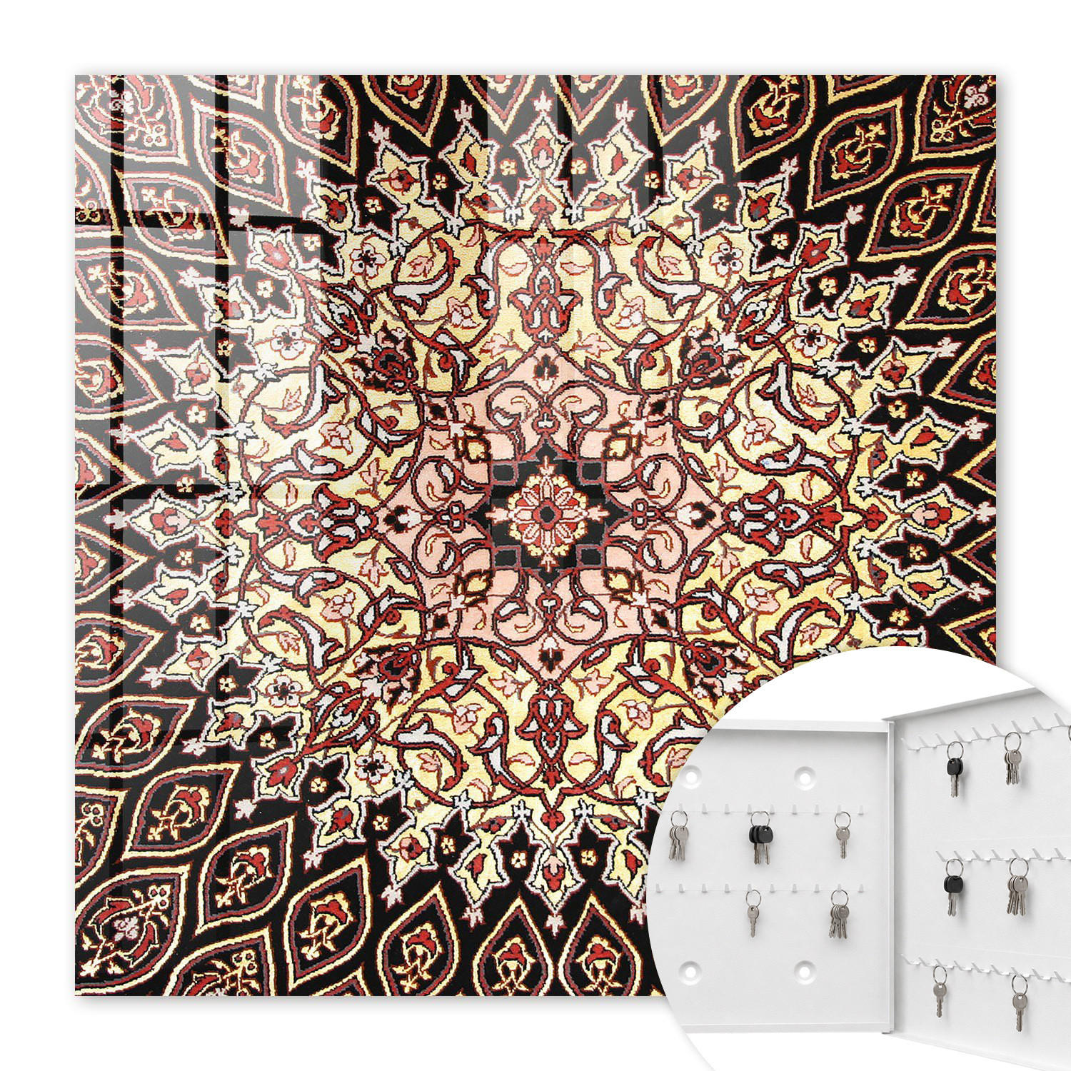 SCHLÜSSELBOX Weiß 30x30 cm – Türöffnung nach rechts - Komplexe Muster - Beige, Metall (30/30/5cm) - TULUP