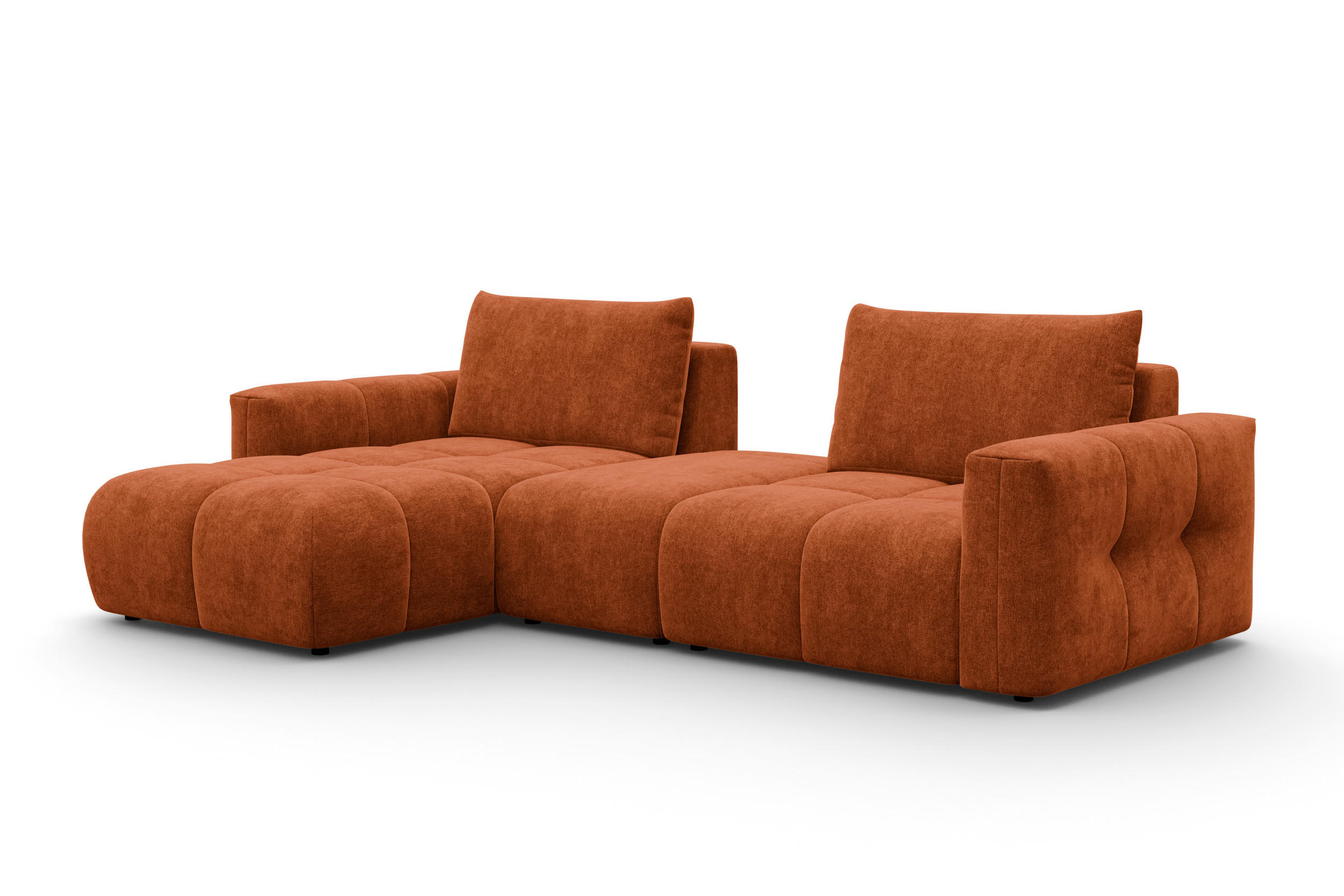 ECKSOFA VERONA 4-Sitzer LINKS, Orange - Schwarz/Orange, Holz/Textil (282/173cm) - Courtois Laville