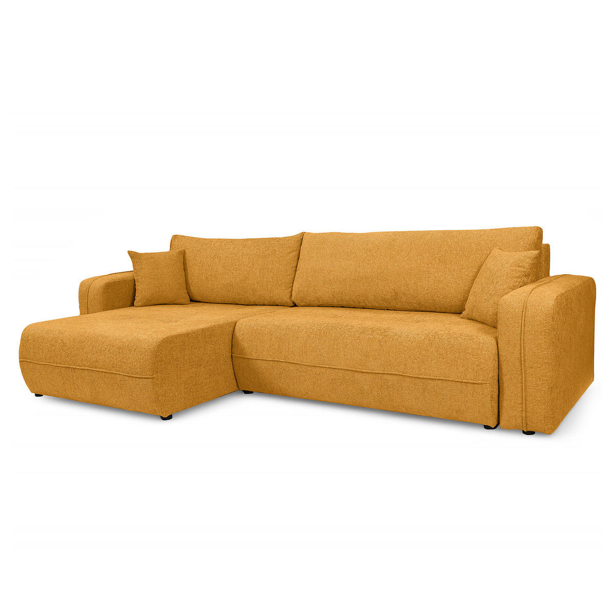 ECKSOFA mit Schlaffunktion - 272 cm - Gelb/Schwarz, Kunststoff/Textil (272/145cm) - home24