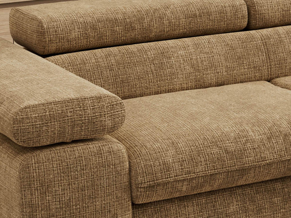 ECKSOFA PABLO L Hellbraun Schenille grob gewebt - Rechts Seite - Hellbraun/Schwarz, Textil/Metall (273/208cm) - MKS