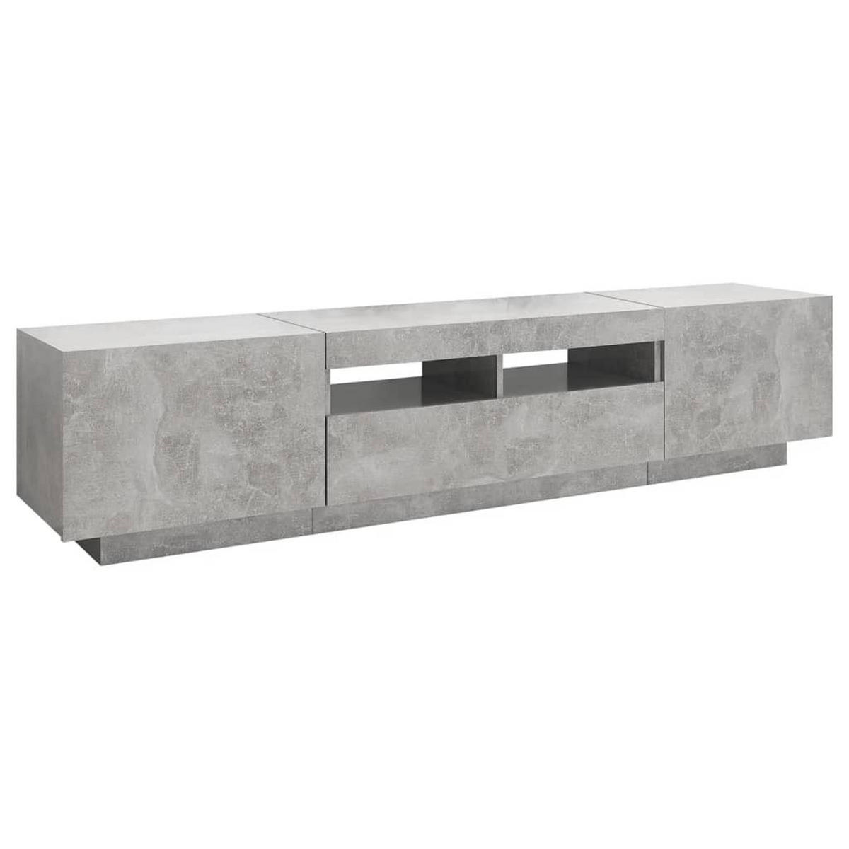 LOWBOARD mit Led-Leuchten 180/35/40 cm aus Holzwerkstoff in Betongrau - Hellgrau, Holz (180/40/35cm) - vidaXL