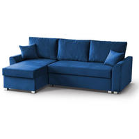 ECKSCHLAFSOFA Teramo dunkelblau - Schwarz/Dunkelblau, Kunststoff/Textil (235/150cm) - Beautysofa