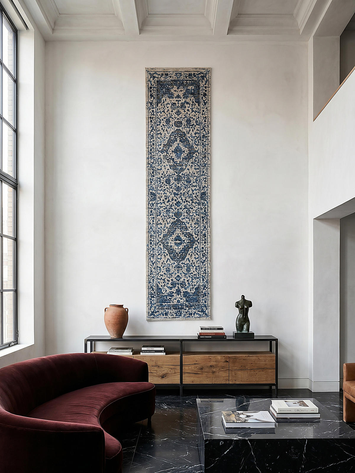 TEPPICH Vintage Kurzflor Medallion Muster, Orientalisch, Wohnzimmer Blau Läufer 60x230 - Blau, Textil (230/60cm) - KADIMA DESIGN