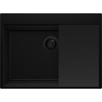 SPÜLBECKEN Oslo, 2-er set Alles Schwarz 68/50 cm 1 Becken + Ablauf-Set + Schneidebrett ab 70er Unterschrank - Schwarz, Kunststoff (68/20/50cm) - Primagran