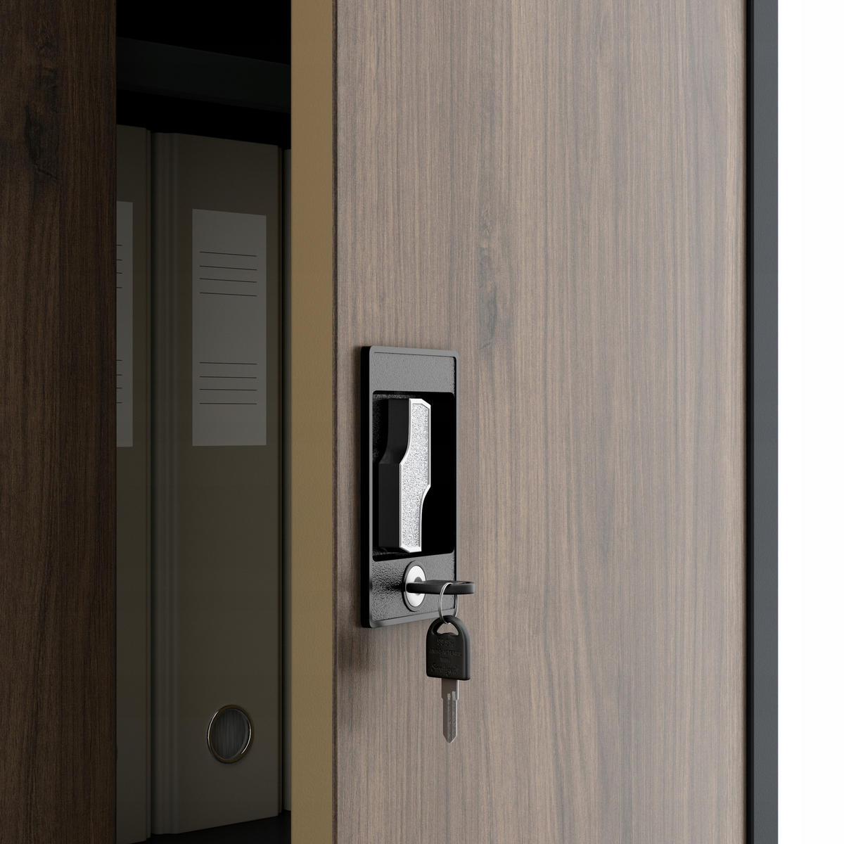 AKTENSCHRANK ALEX - Anthrazit/Braun, Metall (45/185/40cm) - Jan Nowak