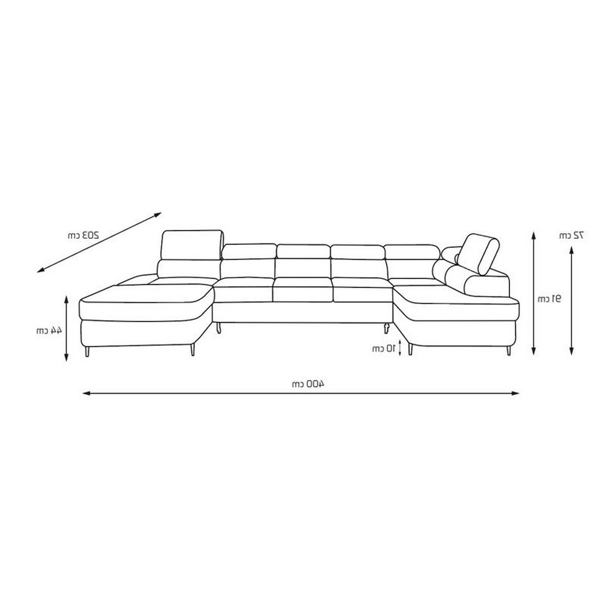 WOHNLANDSCHAFT PRIAM MAXI U – XXL Ecksofa U-form 400 cm inkl. Schlaffunktion, 2 Bettkästen & Kopfteilverstellung Beige - Beige, Holz/Textil (400/91/203cm) - Muffo