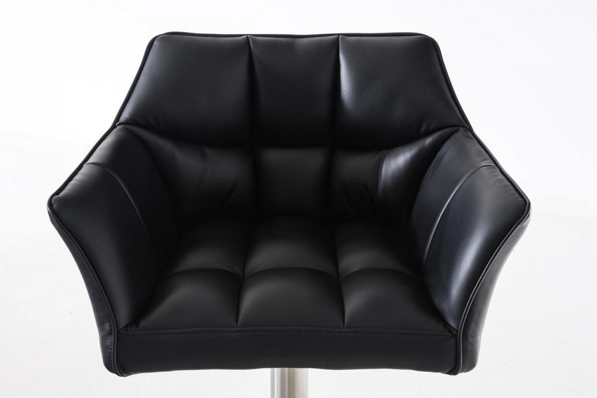 BARHOCKER Lederlook Schwarz - Edelstahlfarben/Schwarz, Textil/Metall (64/88/45cm) - CLP