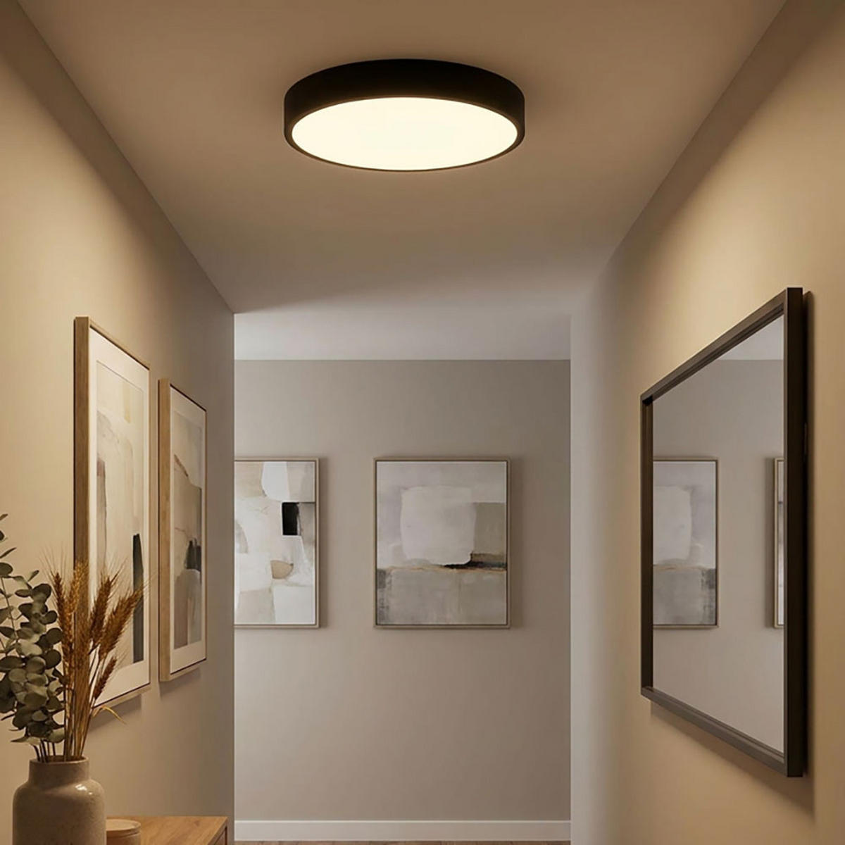 DECKENLEUCHTE LED Metall Schwarz matt CCT - Schwarz, Metall (37.8/37.8/7cm) - Globo Lighting