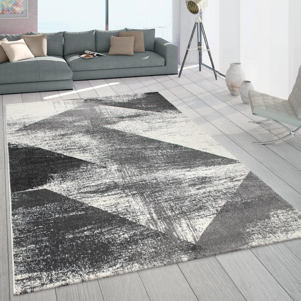KURZFLORTEPPICH, mit Farbverlauf, aus Polypropylen, Anthrazit, 160 x 230 cm - Anthrazit, Textil (160/230cm) - KADIMA DESIGN