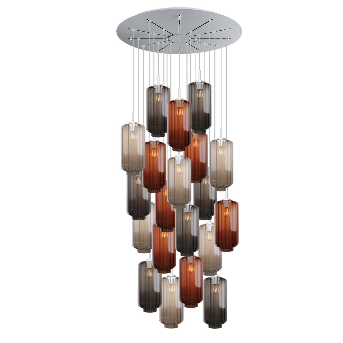 GALERIELEUCHTE Velo 20-flammig Mehrfarbig Ø 18cm - Multicolor/Weiß, Glas (18/18/33cm) - s.luce