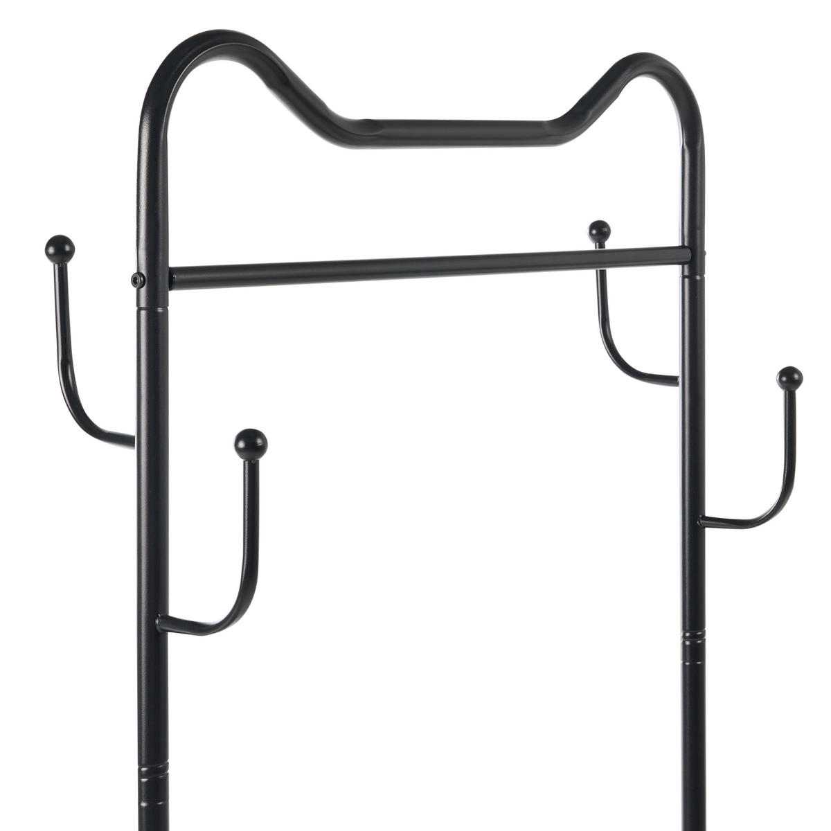 VĚŠÁK NA OBLEČENÍ s odkládací plochou s kolečky Černý Roussilion - černá, kov (80/175/80cm) - Beliani