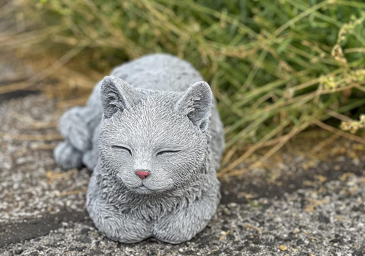 STEINFIGUR Katze Kater Timmy frostfest Gartenfigur Steinguss - Grau, Stein (15/14/27cm) - stoneandstyle