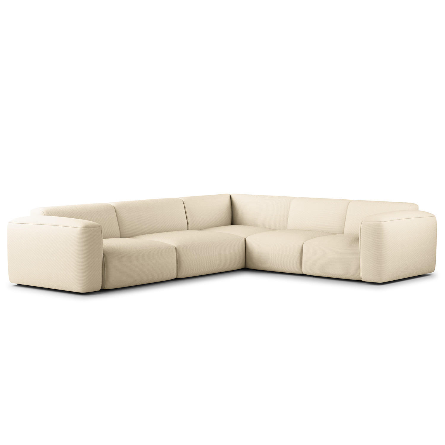 ECKSOFA mit Rundecke - Beige/Schwarz, Kunststoff/Textil (325/260cm) - home24