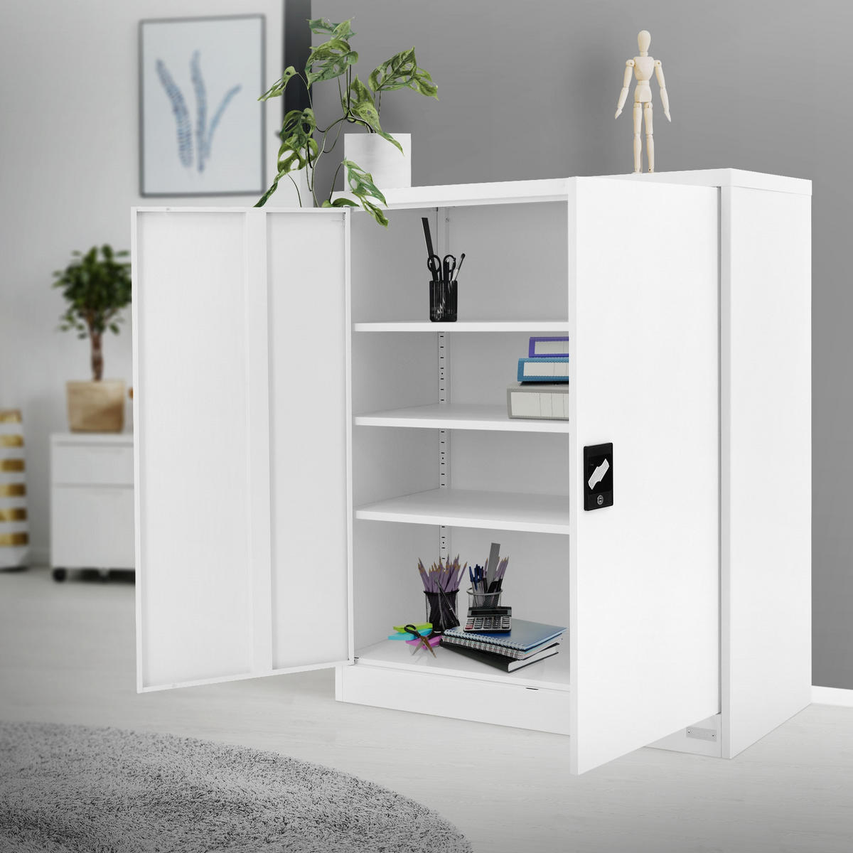 AKTENSCHRANK - Weiß, Metall (40/109/90cm) - ML-DESIGN
