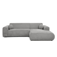 ECKSOFA Puerto, ohne Schlaffunktion, Hellgrau, rechts - Schwarz/Grau, Textil (269/170cm) - Beautysofa