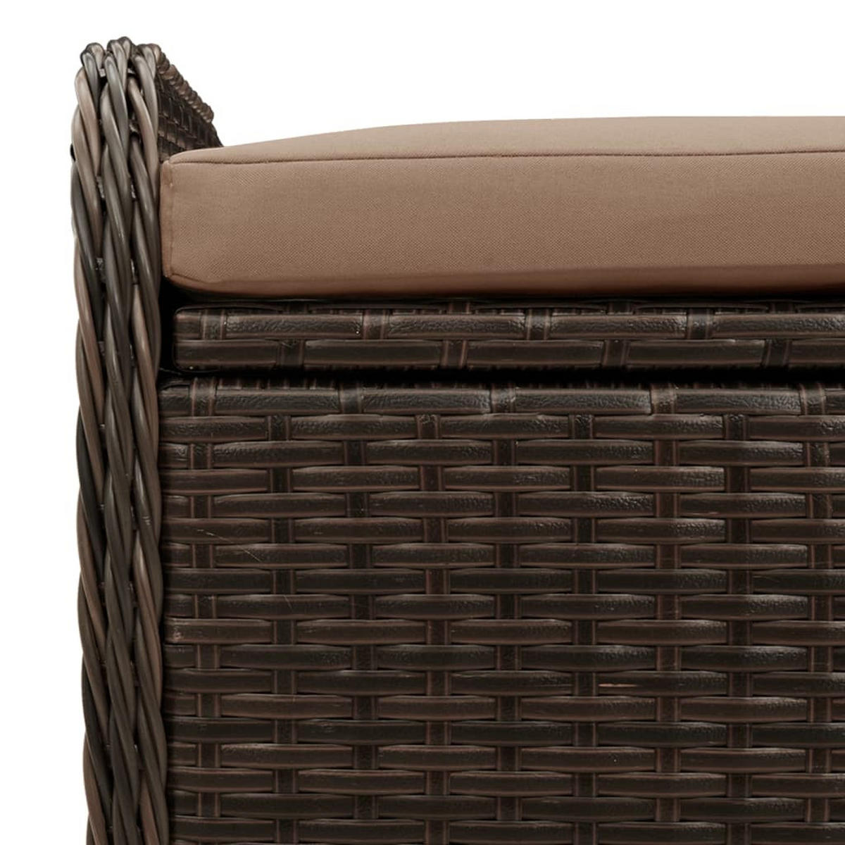 SITZBANK Mit Stauraum & Kissen Braun 115/51/52 Cm Poly Rattan - Braun, Kunststoff (51/52/115cm) - vidaXL