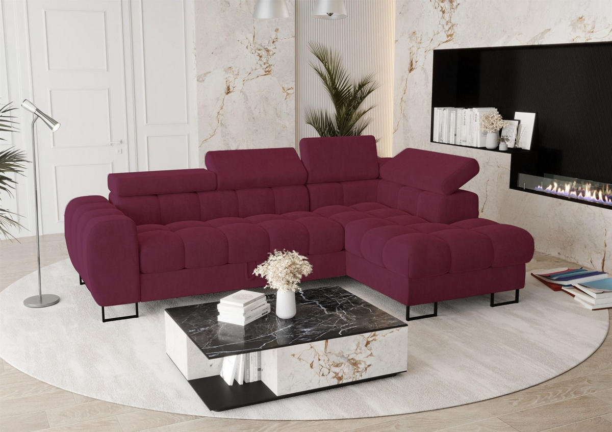 ECKSOFA Bastien Mit Schlaffunktion - Bordeaux, Holzwerkstoff/Textil (260/170cm) - Fun Möbel
