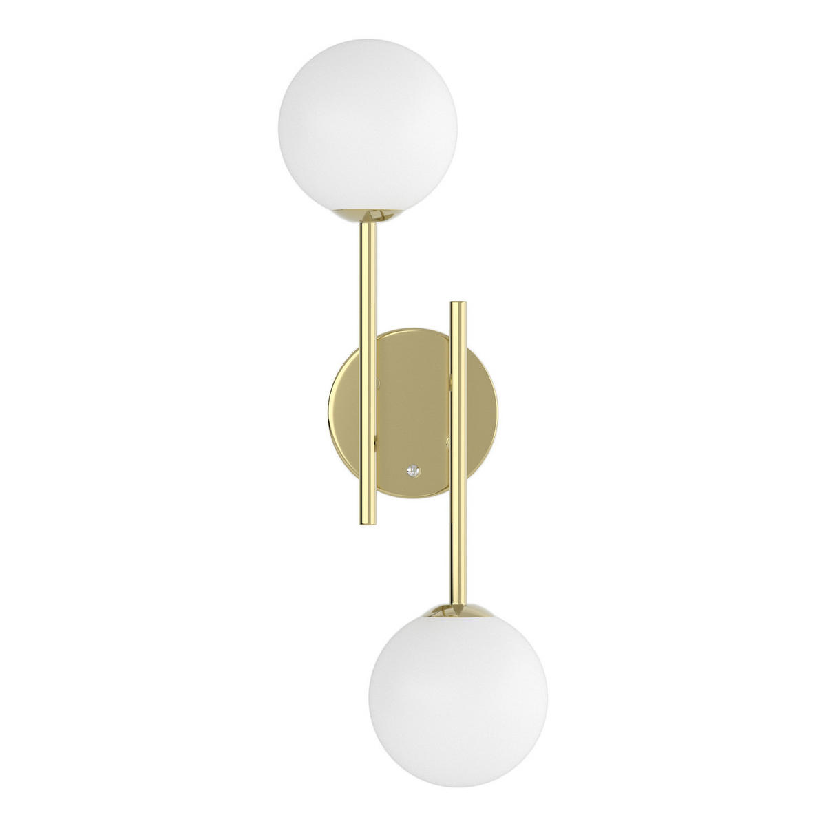 AKKU-WANDLEUCHTE - Dimmbar - 2-flammig - Goldfarben/Weiß, Glas/Metall (18/50/22cm) - home24