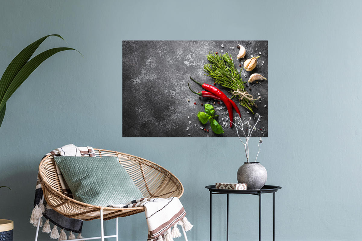 WANDTATTOO Pfeffer - Kräuter - Gewürze - Beton 60x40 cm - Dunkelgrau, Kunststoff (60/40/0.1cm) - MuchoWow