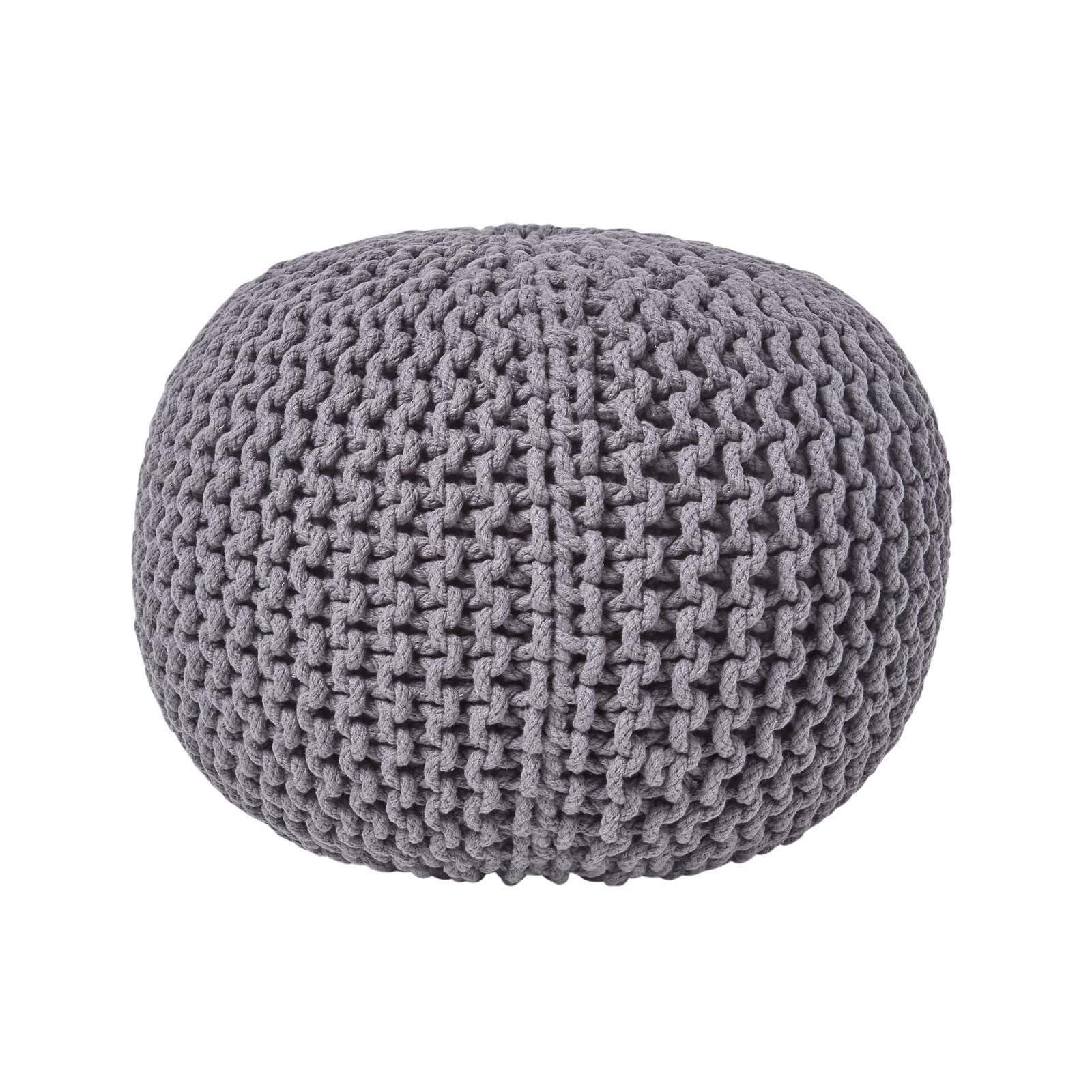 Homescapes Strick-Pouf Grau 40x35x40 cm
