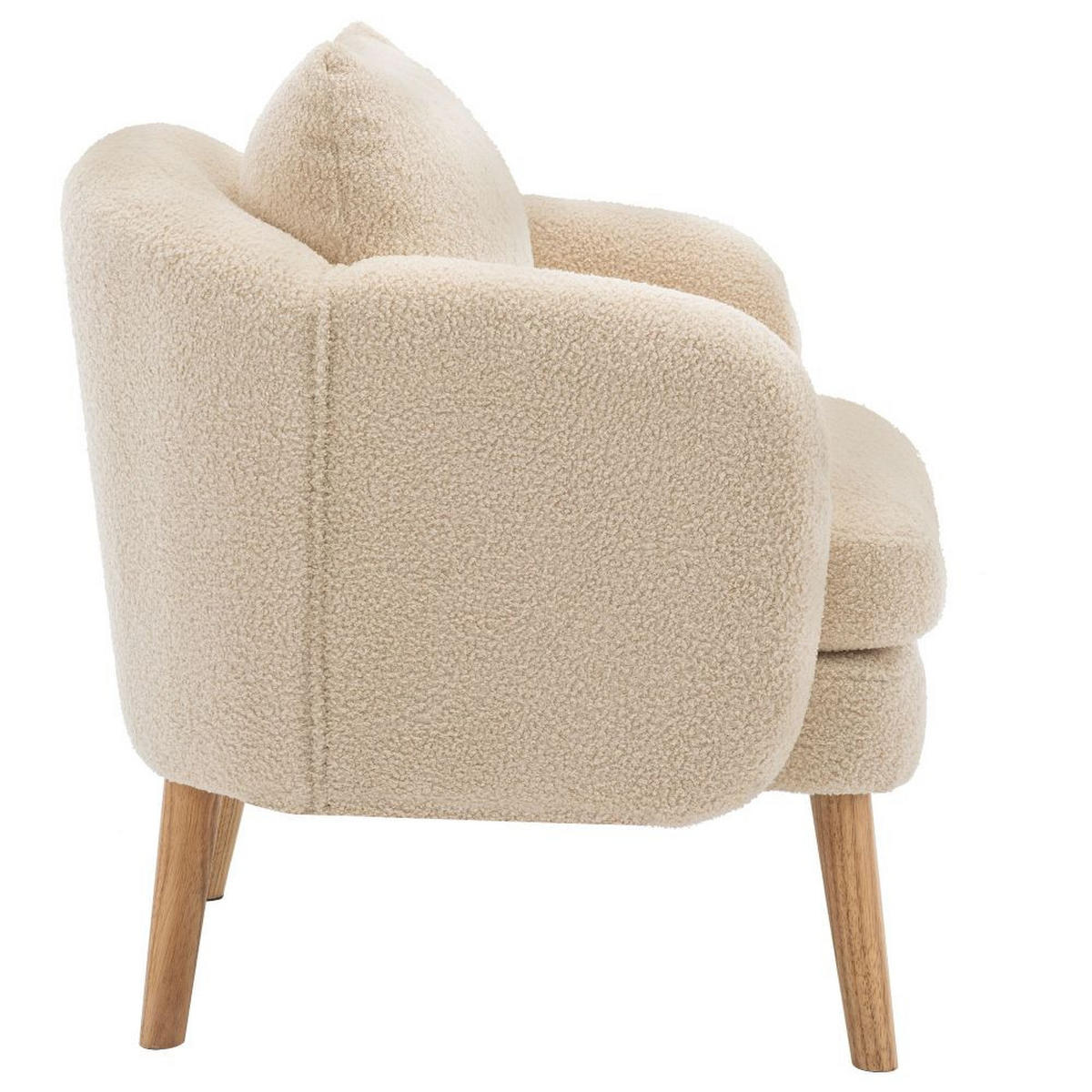 POLSTERSESSEL in Beige Teddy-Samt with Massivholz-Beinstuhl - Beige, Textil (72/79/71cm) - KOMHTOM