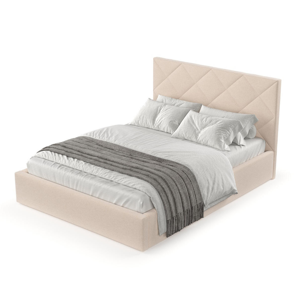 POLSTERBETT Torno 140/200 cm Creme im Asti Stoff - Creme/Schwarz, Holz/Holzwerkstoff (140/200cm) - AltaBeds