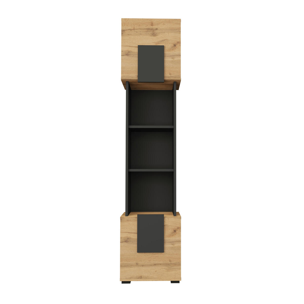 HIGHBOARD TORINO Hängend + Stehend, Mattes Finish, Schwarz + Eiche Wotan - Eiche Wotan/Schwarz, Holzwerkstoff/Kunststoff (39/172/35cm) - Komodee