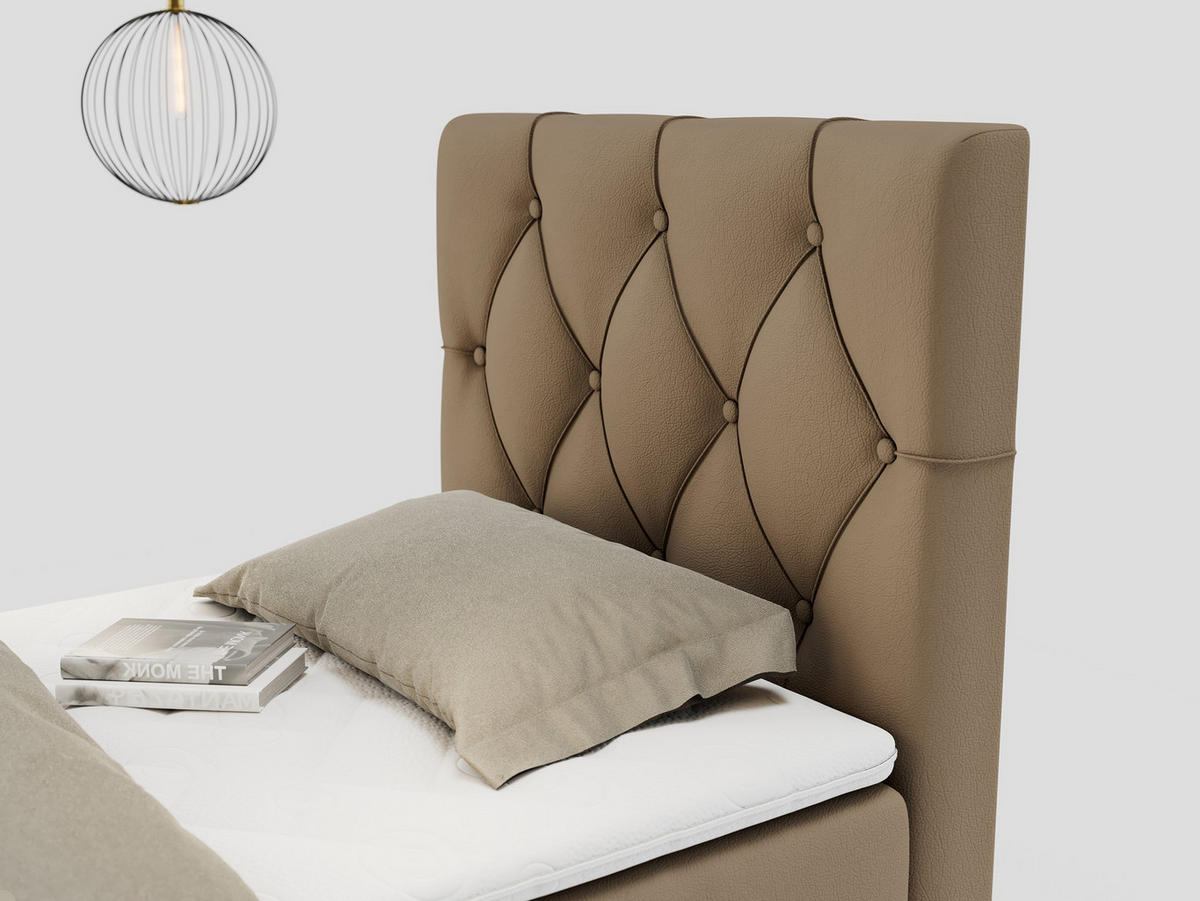 BOXBETT ALDA 90/200 Braun Kunstleder - H4 - Rechts Seite - Braun, Holz/Textil (90/200cm) - MKS