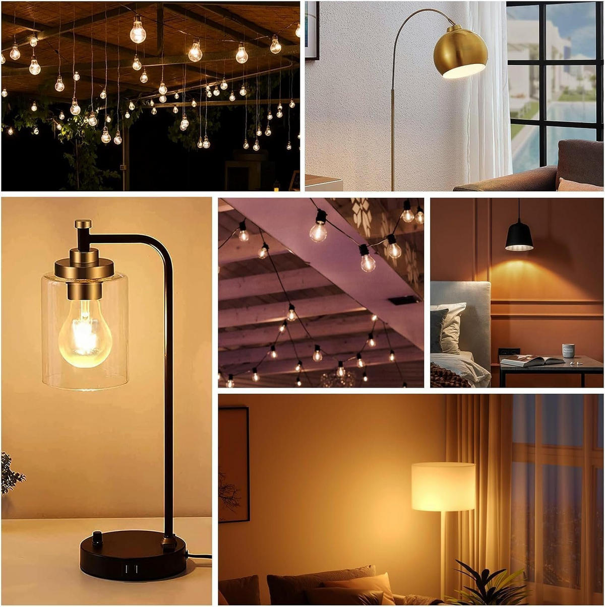 LED žárovky E27 4W (sada 6 ks) - průhledná, sklo (6/10.5cm) - Nettlife