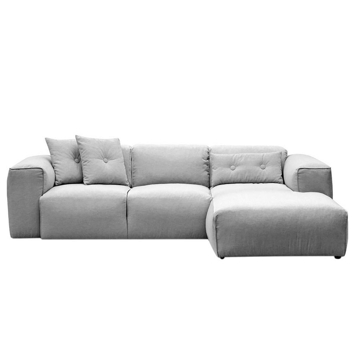 3-SITZER ECKSOFA mit Longchair - Hellgrau/Schwarz, Kunststoff/Textil (251/173cm) - home24