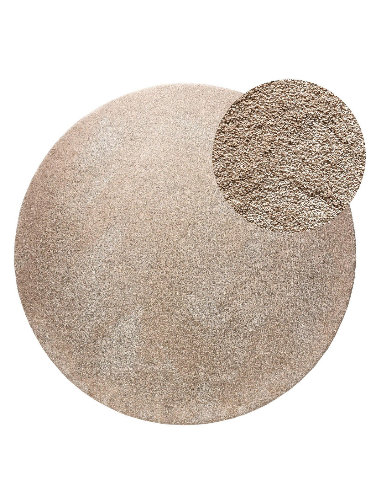 HOCHFLORTEPPICH Melvin waschbar ø 200 cm rund - Beige, Kunststoff (200/200cm) - benuta Nest