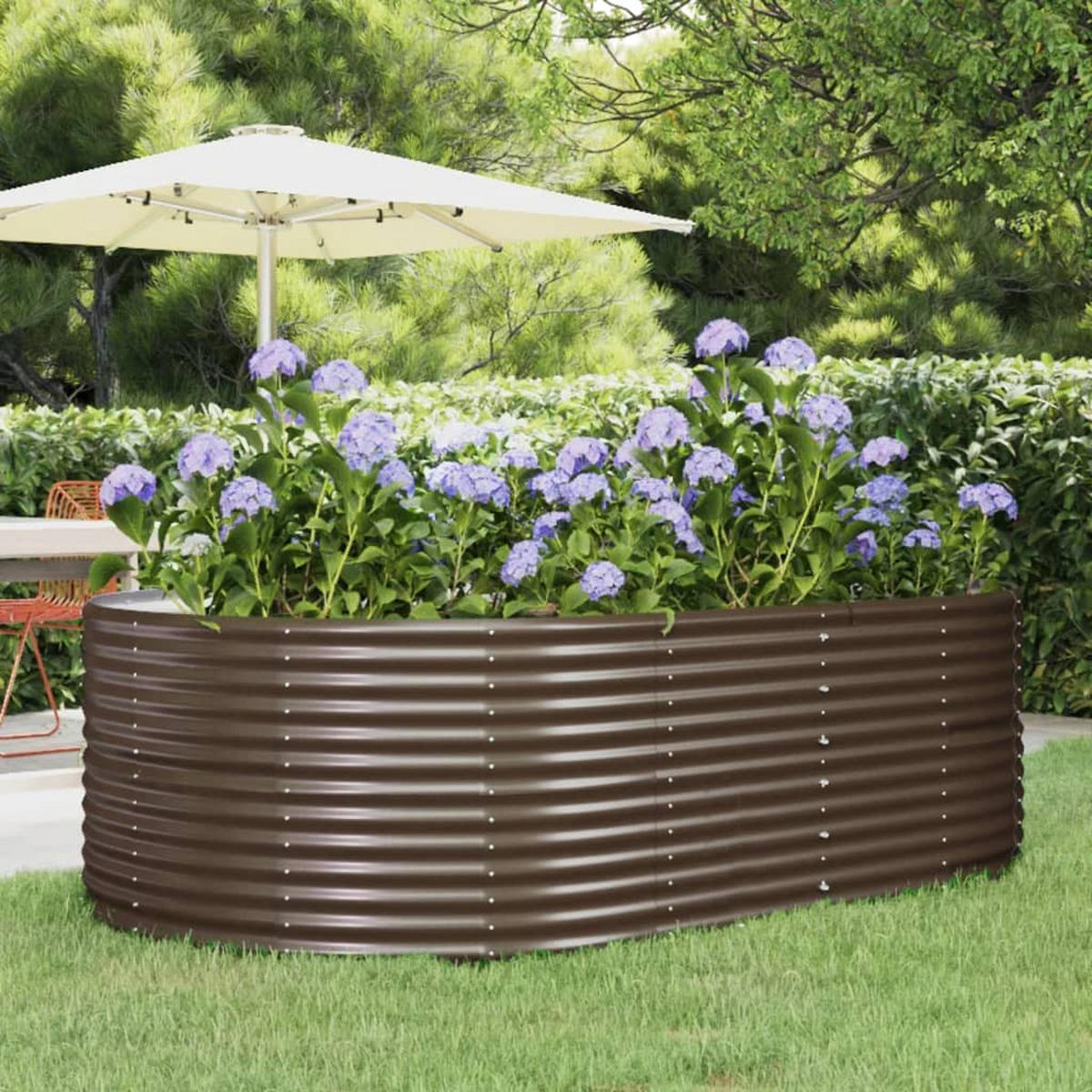 HOCHBEET Braun 212x140x68 cm Verzinkter Stahl - Braun, Metall (140/68/212cm) - furnicato