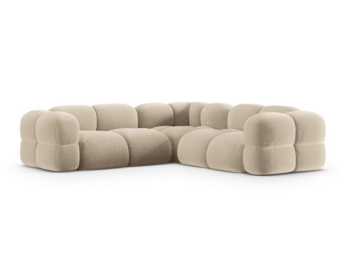 ECKSOFA Loretto aus Samt leichtes beige 4 Sitzplätze - Creme, Textil (250/250cm) - Cosmopolitan Design