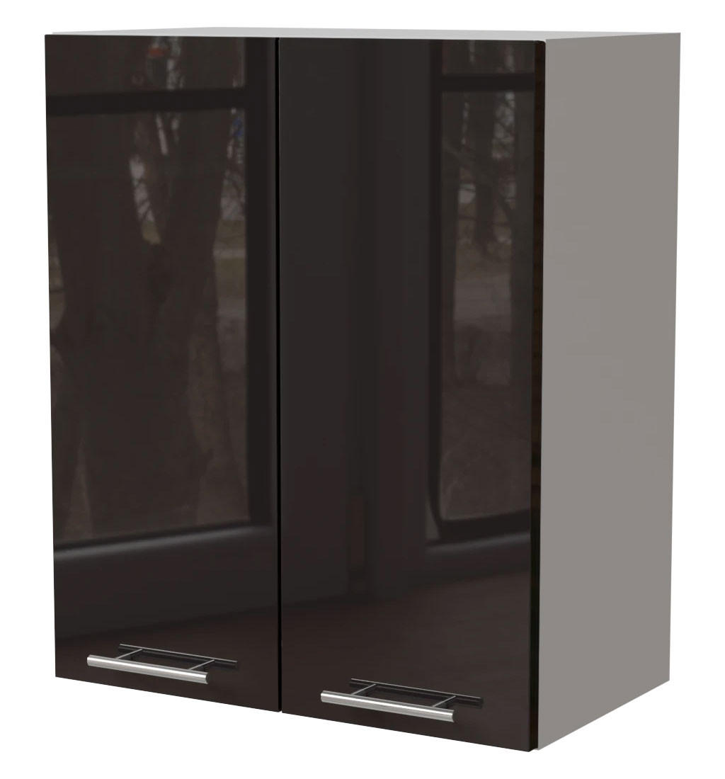 Feldmann-Wohnen Küchenhängeschrank Schwarz Hochglanz, Weiß 60x72x32.5 cm