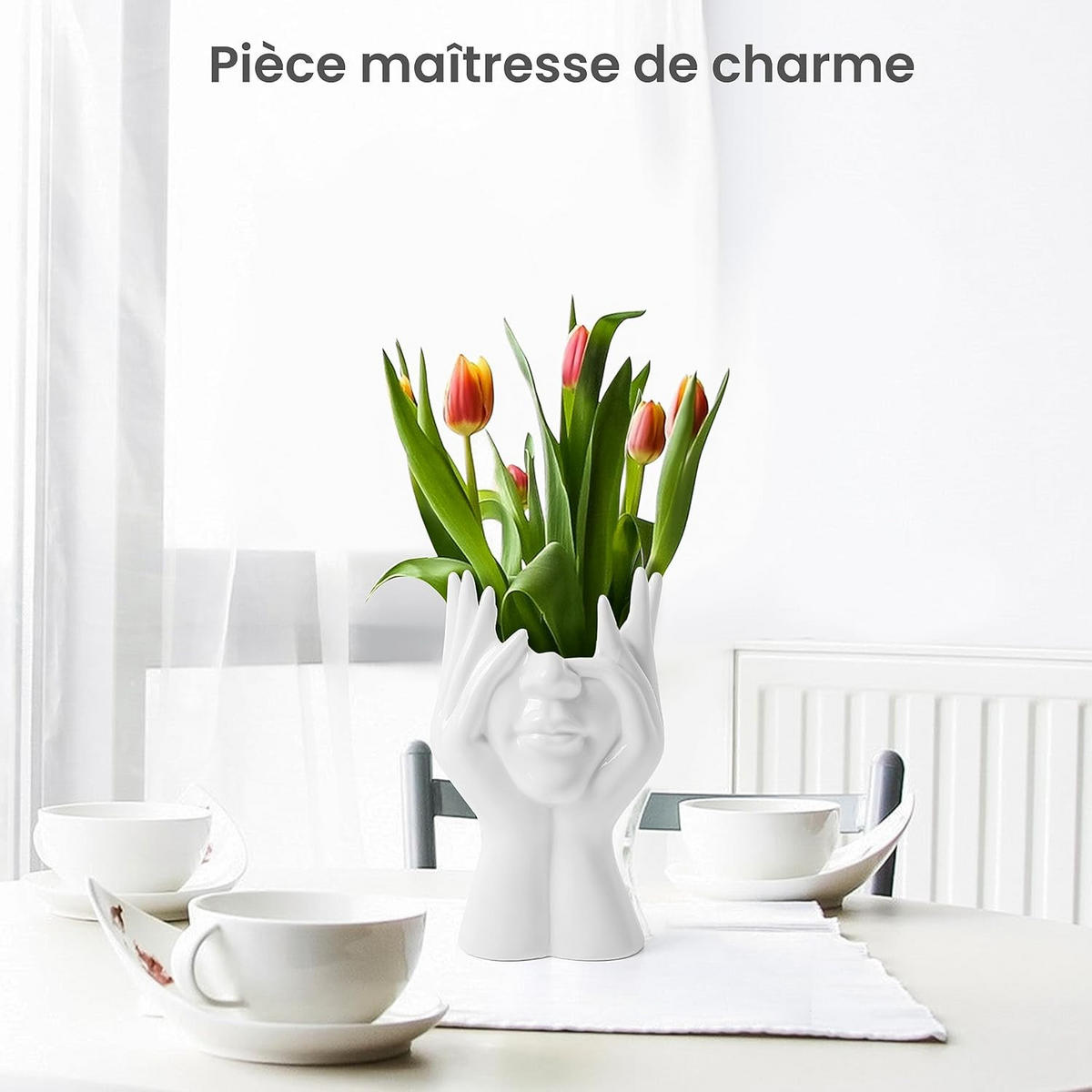 VASE 19 cm Keramik - Weiß, Keramik (19cm) - LIBRATON