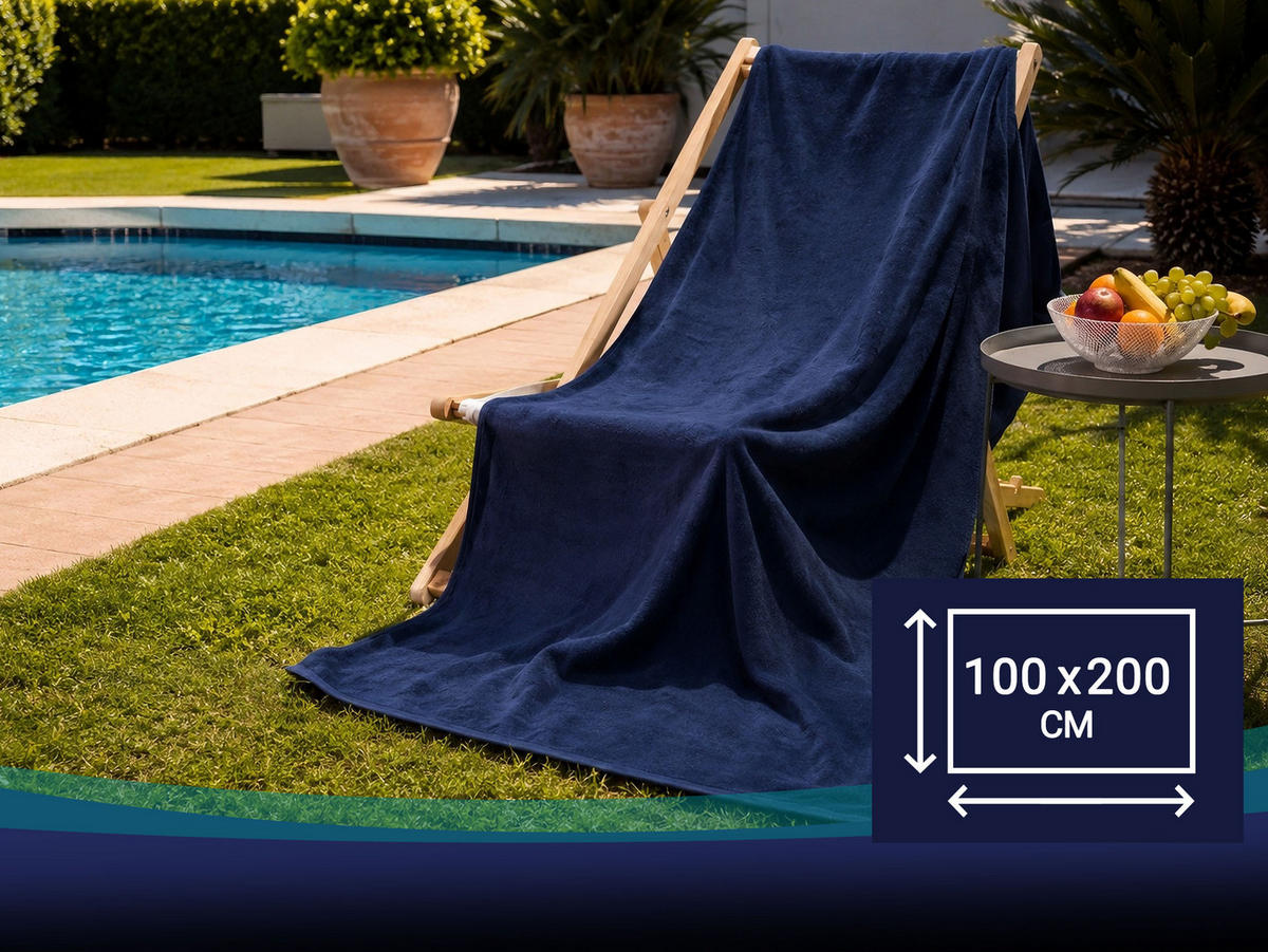 STRANDTUCH, 100x200 cm, 100% Baumwolle, Blau - Dunkelblau, Textil (100/200cm) - Zollner