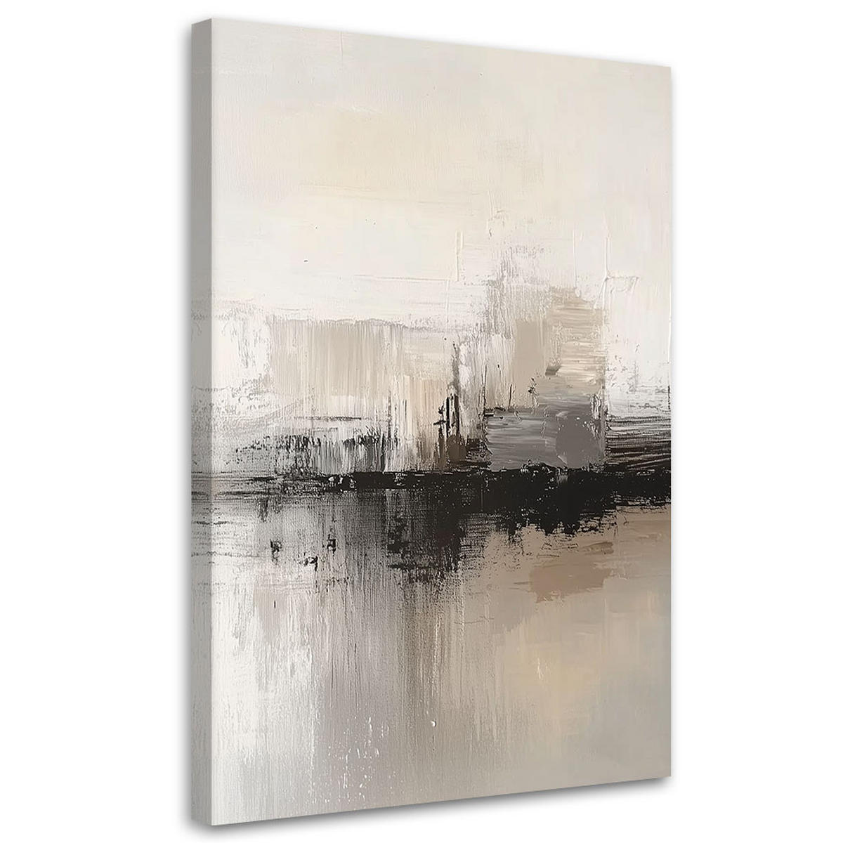 LEINWANDBILD Moderne Grau-Beige-Abstraktion 70x100cm - Grau, Textil (70/100cm) - Feeby
